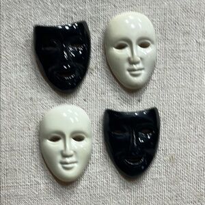 2 Pair Elegant Black and White Mask Earrings